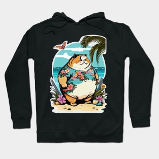 Fat Cat in Beach Hoodie